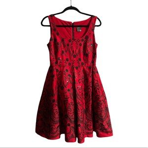 Red and black sequin dress by Taylor, size 6